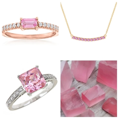 Pink Synthetic Sapphire Al2O3 Raw Materials Jewelry Industry High Hardness Mohs Hardness 9 Elaborate Processing