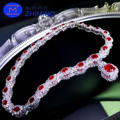 Κολιέ από εργαστηριακό κόκκινο ζαφείρι Pigeon Blood – Προσαρμόσιμα μεγέθη, εξαιρετικό κόψιμο